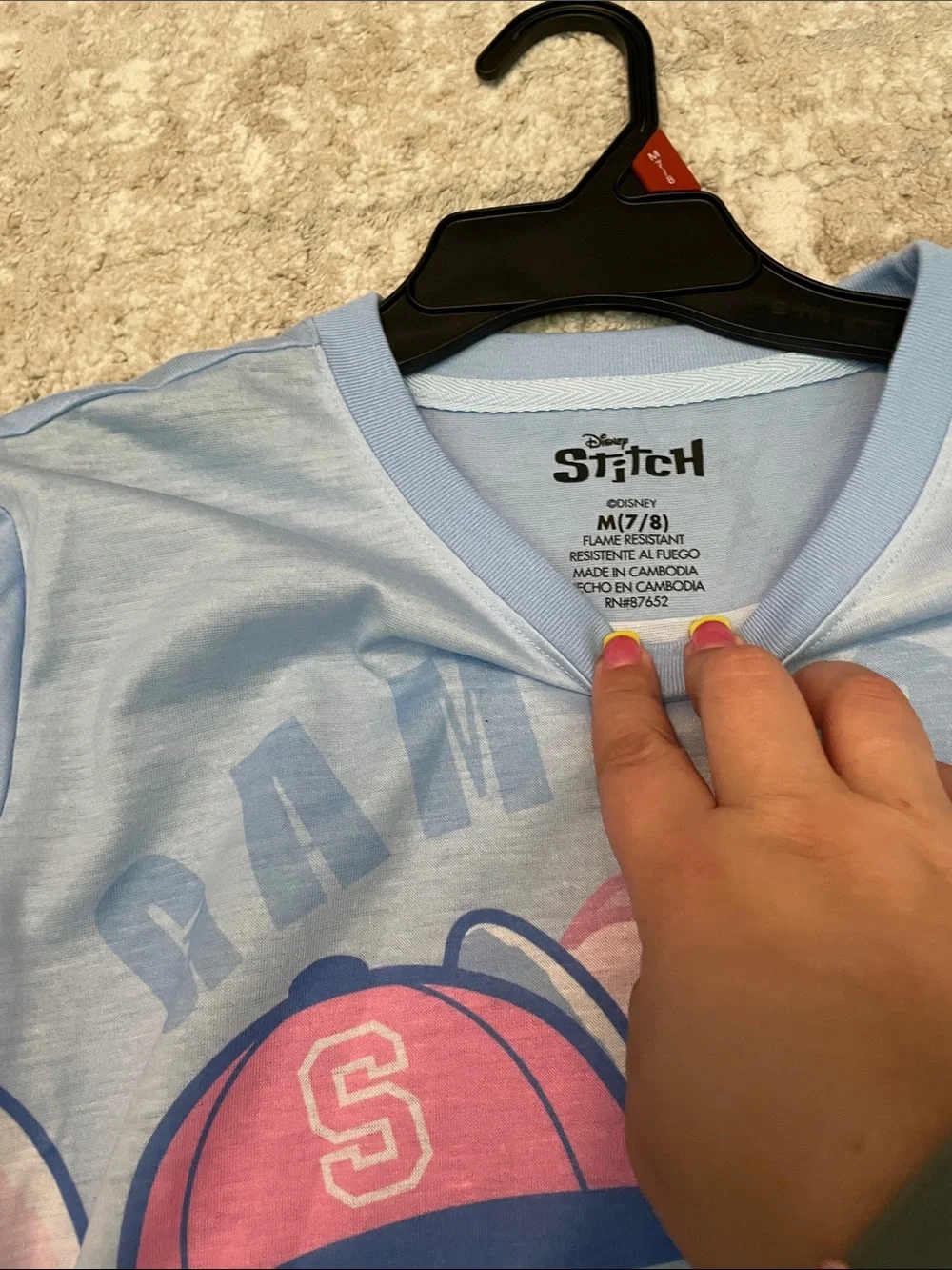 Disney Light Blue Stitch & Angel Short sleeve Nightgown size M 7/8-NWT - Picture 3 of 4